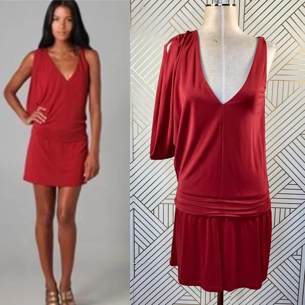 Haute Hippie Crimson Crush‎ Cowl Sleeve Mini Dress